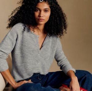 La Maille Sezane Mohair and baby alpaca Grey Gaspard Cardigan Scandi